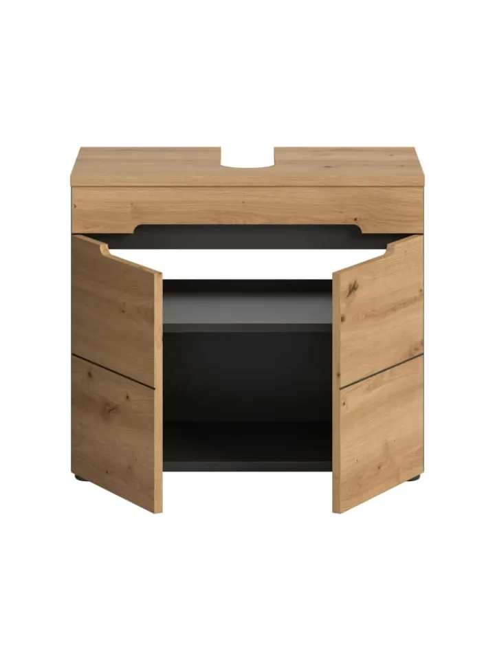 xonox.home Badmöbel|Badezimmermöbel<Waschbeckenunterschrank in Basalt grau/Artisan Eiche - (B) 63 x (H) 55 x (T) 34