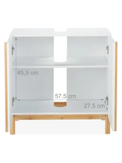 relaxdays Badmöbel|Badezimmermöbel<Waschbeckenunterschrank in Weiß/Natur - (B)60 x (H)60,5 x (T)30,5 cm