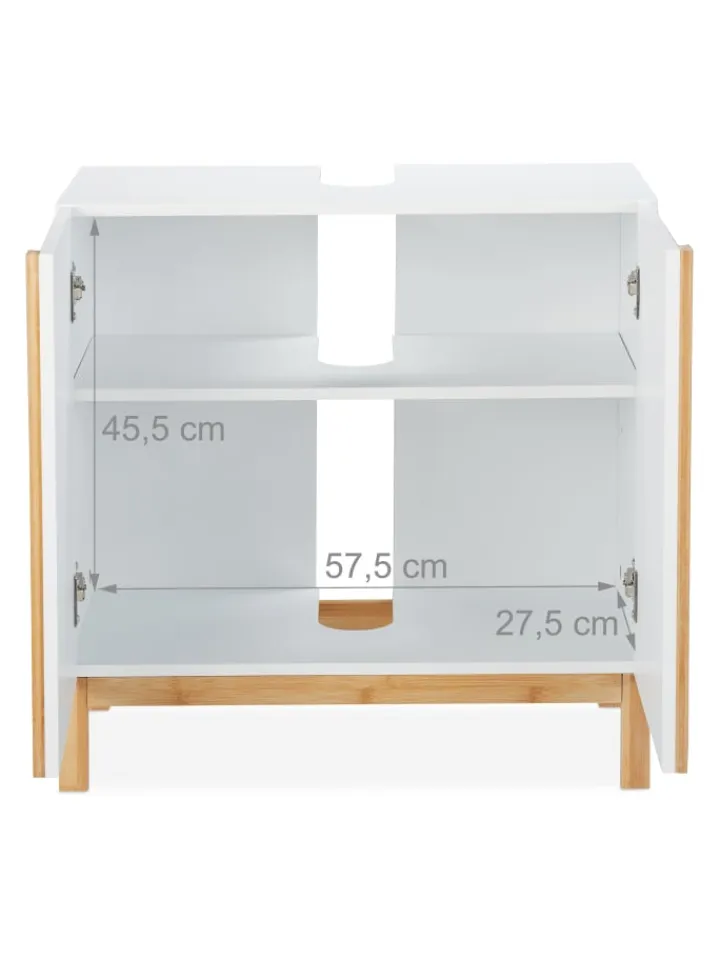 relaxdays Badmöbel|Badezimmermöbel<Waschbeckenunterschrank in Weiß/Natur - (B)60 x (H)60,5 x (T)30,5 cm