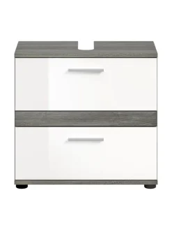 xonox.home Badezimmermöbel<Waschbeckenunterschrank in Rauchsilber/weiß hochglanz - (B)60 x (H)57 x (T)34