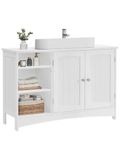 Songmics Badmöbel|Badezimmermöbel<Waschbeckenunterschrank in Weiß - (B)90 x (H)60 x (T)30 cm