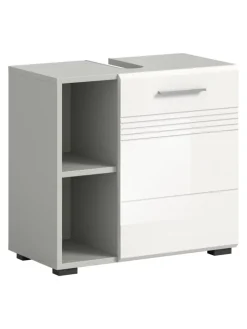 xonox.home Badmöbel<Waschbeckenunterschrank in hellgrau/weiß hochglanz - (B) 60 x (H) 56 x (T) 32