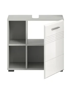 xonox.home Badmöbel<Waschbeckenunterschrank in hellgrau/weiß hochglanz - (B) 60 x (H) 56 x (T) 32