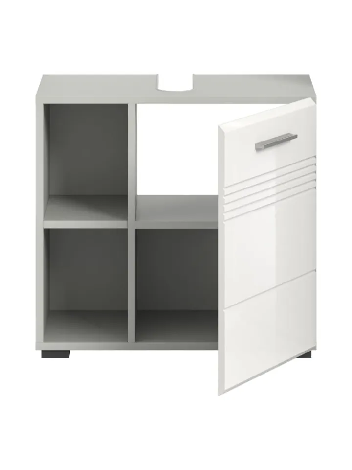 xonox.home Badmöbel<Waschbeckenunterschrank in hellgrau/weiß hochglanz - (B) 60 x (H) 56 x (T) 32