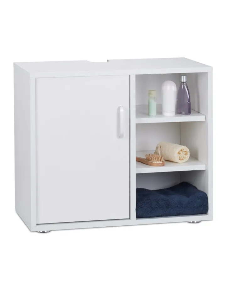 relaxdays Badmöbel<Waschbeckenunterschrank in Weiß - (B)60 x (H)51 x (T)32 cm