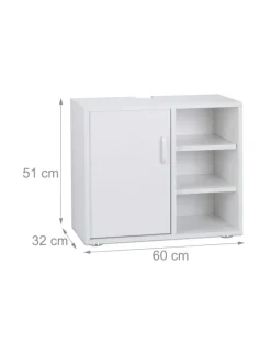 relaxdays Badmöbel<Waschbeckenunterschrank in Weiß - (B)60 x (H)51 x (T)32 cm