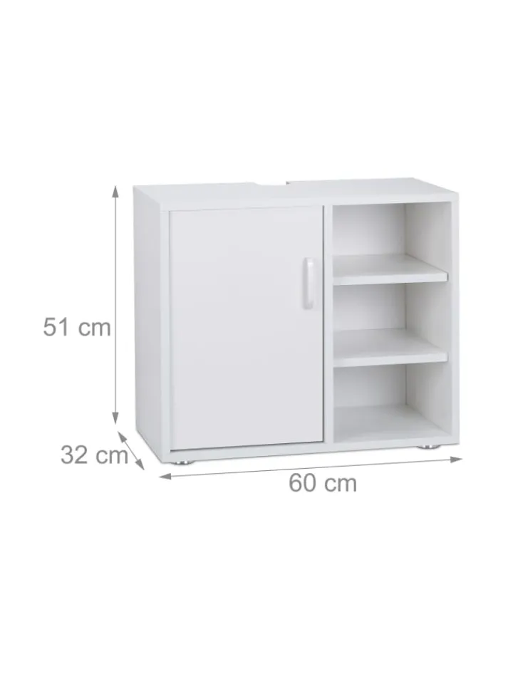relaxdays Badmöbel<Waschbeckenunterschrank in Weiß - (B)60 x (H)51 x (T)32 cm