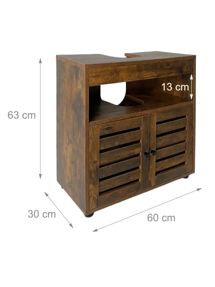 relaxdays Badezimmermöbel|Badmöbel<Waschbeckenunterschrank in Braun - (B)60 x (H)63 x (T)30 cm