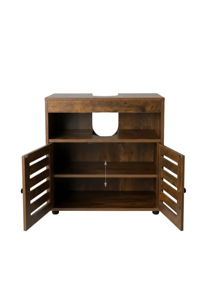 relaxdays Badezimmermöbel|Badmöbel<Waschbeckenunterschrank in Braun - (B)60 x (H)63 x (T)30 cm