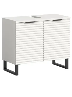 xonox.home Badmöbel<Waschbeckenunterschrank in weiß/weiß - (B) 70 x (H) 59 x (T) 34