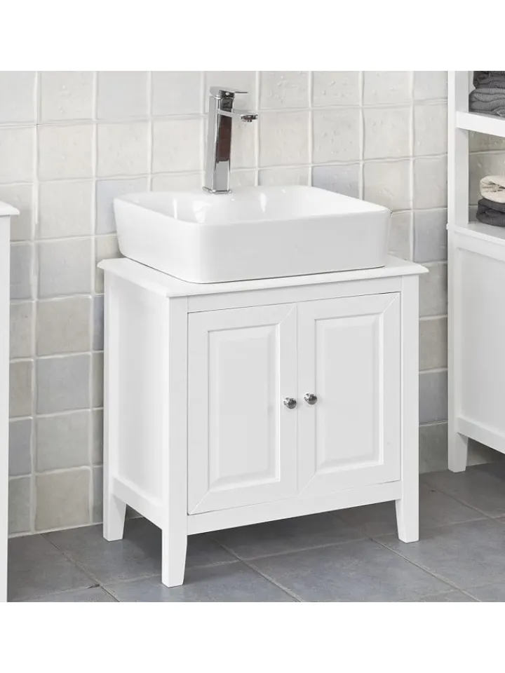 SoBuy Badmöbel<Waschbeckenunterschrank in Weiß - (B)60 x (H)62 x (T)30cm