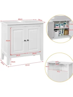 SoBuy Badmöbel<Waschbeckenunterschrank in Weiß - (B)60 x (H)62 x (T)30cm
