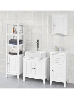 SoBuy Badmöbel<Waschbeckenunterschrank in Weiß - (B)60 x (H)62 x (T)30cm