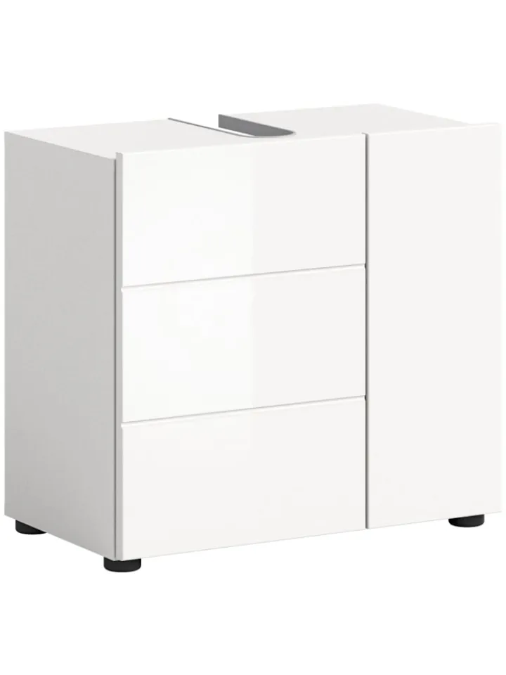 xonox.home Badezimmermöbel<Waschbeckenunterschrank in weiß/weiß hochglanz - (B) 60 x (H) 56 x (T) 32
