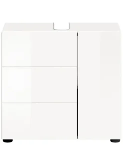 xonox.home Badezimmermöbel<Waschbeckenunterschrank in weiß/weiß hochglanz - (B) 60 x (H) 56 x (T) 32