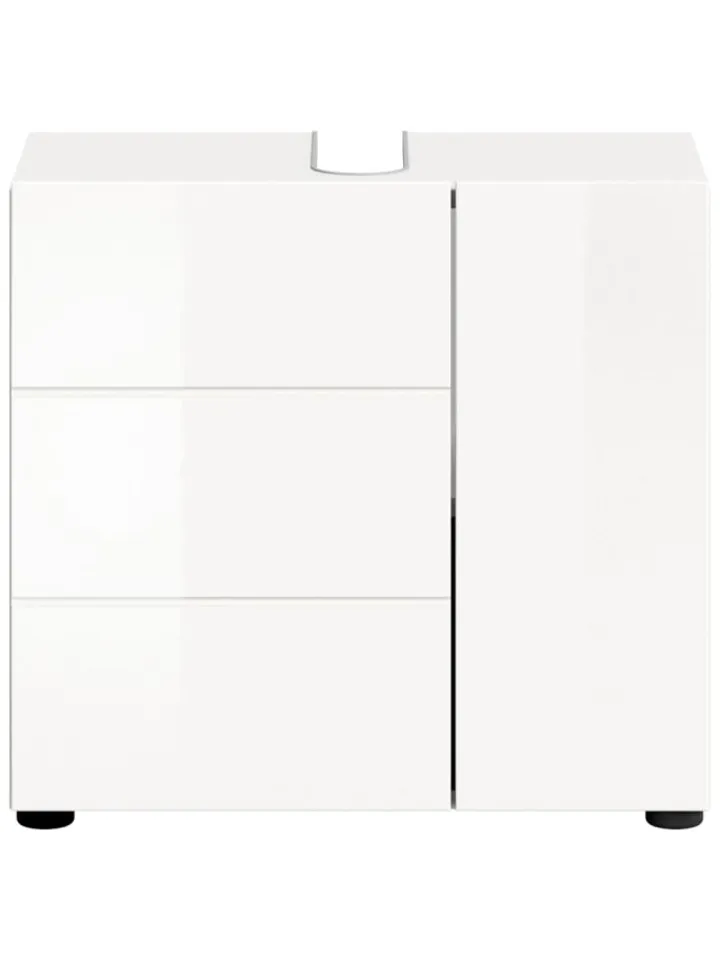 xonox.home Badezimmermöbel<Waschbeckenunterschrank in weiß/weiß hochglanz - (B) 60 x (H) 56 x (T) 32
