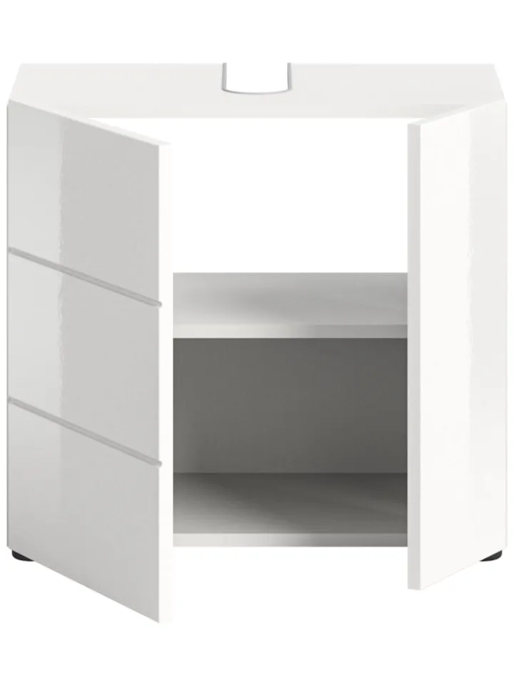 xonox.home Badezimmermöbel<Waschbeckenunterschrank in weiß/weiß hochglanz - (B) 60 x (H) 56 x (T) 32