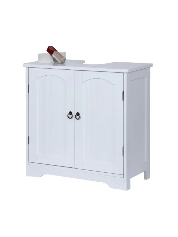 relaxdays Badmöbel<Waschbeckenunterschrank in Weiß - (B)60 x (H)60 x (T)30 cm