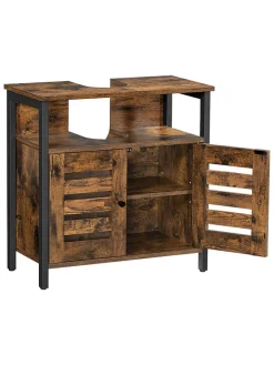 Songmics Badmöbel|Badezimmermöbel<Waschbeckenunterschrank in Braun/ Schwarz - (B)60 x (H)60 x (T)30 cm