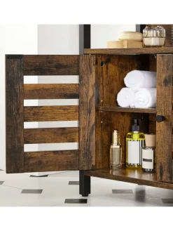 Songmics Badmöbel|Badezimmermöbel<Waschbeckenunterschrank in Braun/ Schwarz - (B)60 x (H)60 x (T)30 cm
