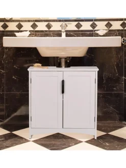 relaxdays Badmöbel|Badezimmermöbel<Waschbeckenunterschrank in Weiß - (B)60 x (H)60 x (T)30 cm