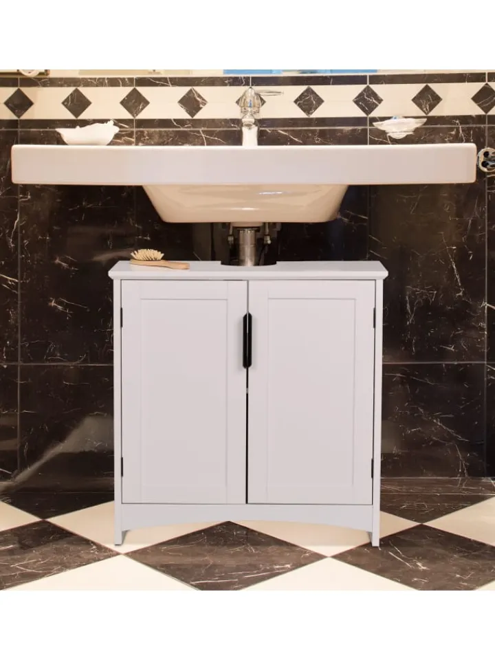relaxdays Badmöbel|Badezimmermöbel<Waschbeckenunterschrank in Weiß - (B)60 x (H)60 x (T)30 cm