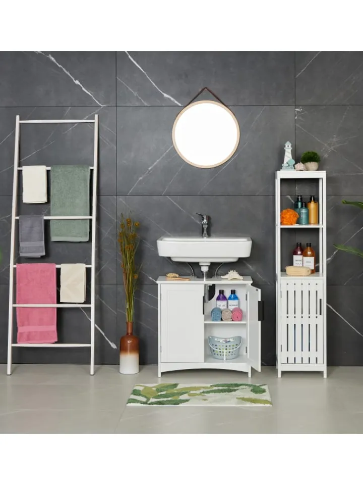 relaxdays Badmöbel|Badezimmermöbel<Waschbeckenunterschrank in Weiß - (B)60 x (H)60 x (T)30 cm
