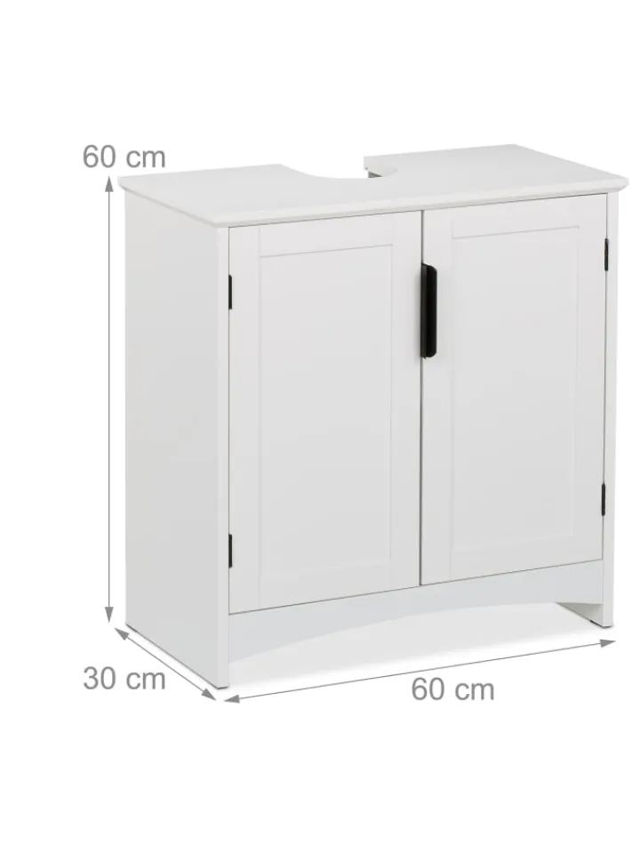 relaxdays Badmöbel|Badezimmermöbel<Waschbeckenunterschrank in Weiß - (B)60 x (H)60 x (T)30 cm