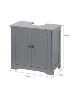 relaxdays Badezimmermöbel<Waschbeckenunterschrank in Grau - (B)60 x (H)60 x (T)30 cm