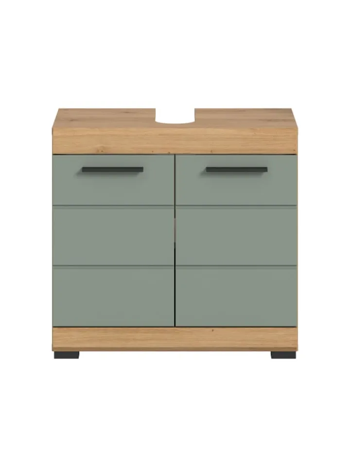 xonox.home Badezimmermöbel<Waschbeckenunterschrank in Artisan Eiche/Salbei - (B) 60 x (H) 56 x (T) 34