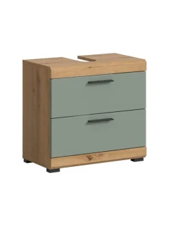 xonox.home Badmöbel<Waschbeckenunterschrank in Artisan Eiche/Salbei - (B) 60 x (H) 56 x (T) 37