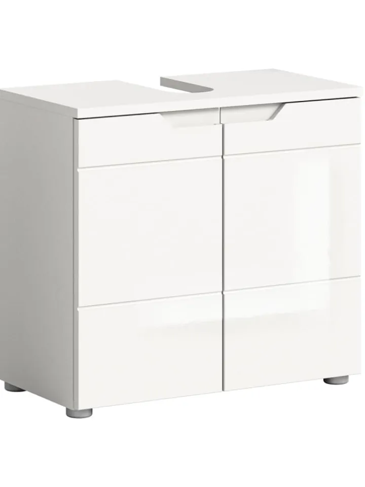 xonox.home Badmöbel|Badezimmermöbel<Waschbeckenunterschrank in weiß/weiß hochglanz - (B) 63 x (H) 59 x (T) 34