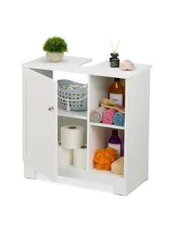 relaxdays Badmöbel<Waschbeckenunterschrank in Weiß - (B)60 x (H)60 x (T)30 cm