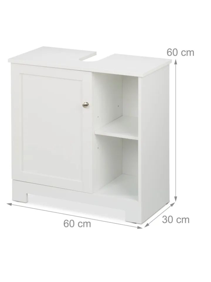 relaxdays Badmöbel<Waschbeckenunterschrank in Weiß - (B)60 x (H)60 x (T)30 cm