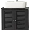 SoBuy Badmöbel<Waschbeckenunterschrank in Dunkelgrau - (B)60 x (H)58 x (T)35cm