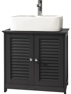 SoBuy Badmöbel<Waschbeckenunterschrank in Dunkelgrau - (B)60 x (H)58 x (T)35cm