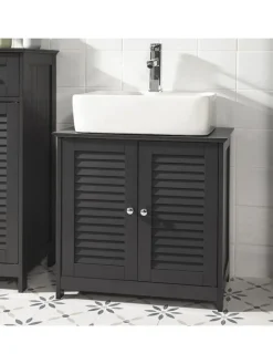 SoBuy Badmöbel<Waschbeckenunterschrank in Dunkelgrau - (B)60 x (H)58 x (T)35cm