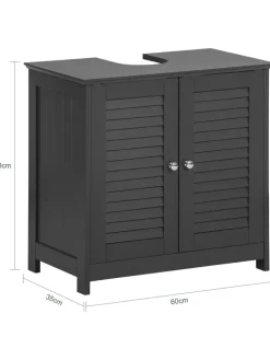 SoBuy Badmöbel<Waschbeckenunterschrank in Dunkelgrau - (B)60 x (H)58 x (T)35cm
