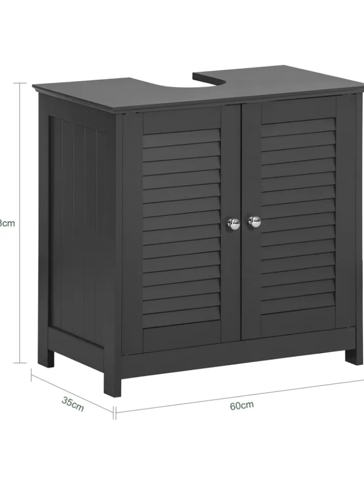 SoBuy Badmöbel<Waschbeckenunterschrank in Dunkelgrau - (B)60 x (H)58 x (T)35cm