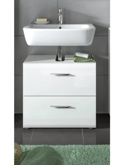 xonox.home Badezimmermöbel|Badmöbel<Waschbeckenunterschrank in Weiß/Weiß Hochglanz - (B) 60 x (H) 54 x (T) 30