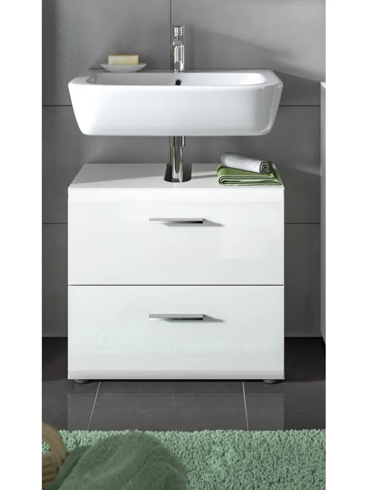 xonox.home Badezimmermöbel|Badmöbel<Waschbeckenunterschrank in Weiß/Weiß Hochglanz - (B) 60 x (H) 54 x (T) 30