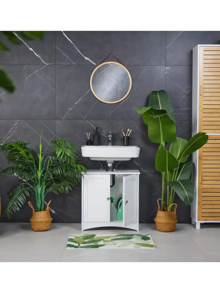 relaxdays Badmöbel|Badezimmermöbel<Waschbeckenunterschrank in Weiß - (B)60 x (H)60 x (T)31 cm