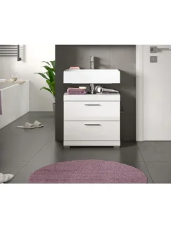 xonox.home Badmöbel|Badezimmermöbel<Waschbeckenunterschrank in weiß/weiß hochglanz - (B) 60 x (H) 56 x (T) 37