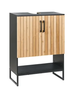 Beliani Badezimmermöbel<Waschbeckenunterschrank MISCANTI in Braun/Schwarz - (W) 60 x (H) 80 x (L) 30 cm
