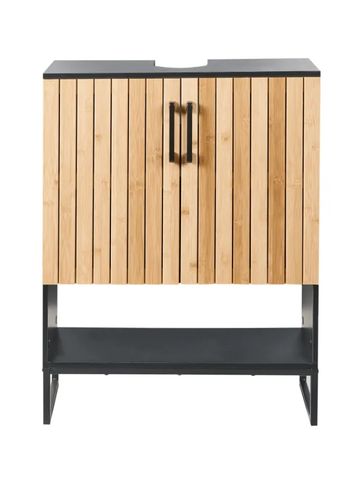 Beliani Badezimmermöbel<Waschbeckenunterschrank MISCANTI in Braun/Schwarz - (W) 60 x (H) 80 x (L) 30 cm