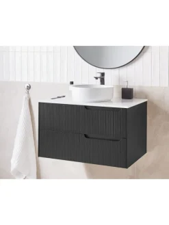 Beliani Badezimmermöbel|Badmöbel<Waschbeckenunterschrank QUINTELA in Schwarz/Weiß - (W) 80 x (H) 48 x (L) 52 cm