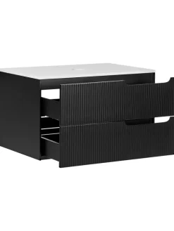 Beliani Badezimmermöbel|Badmöbel<Waschbeckenunterschrank QUINTELA in Schwarz/Weiß - (W) 80 x (H) 48 x (L) 52 cm