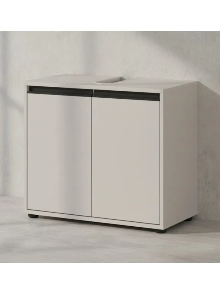 KADIMA DESIGN Badezimmermöbel<Waschbeckenunterschrank Soft-Close, 2 Türen, Made in Germany in Steingrau