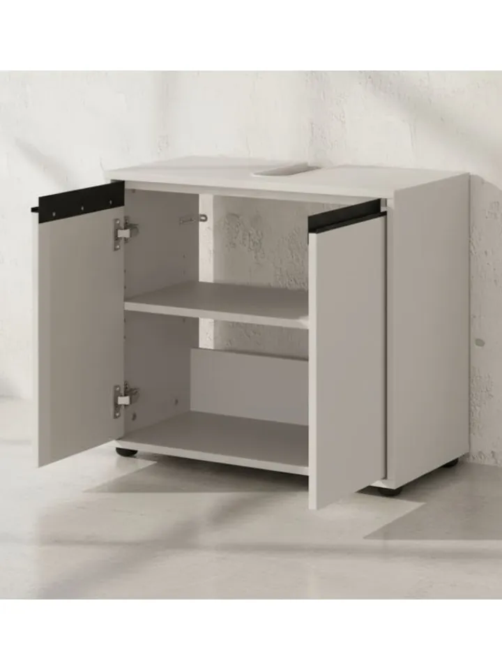 KADIMA DESIGN Badezimmermöbel<Waschbeckenunterschrank Soft-Close, 2 Türen, Made in Germany in Steingrau