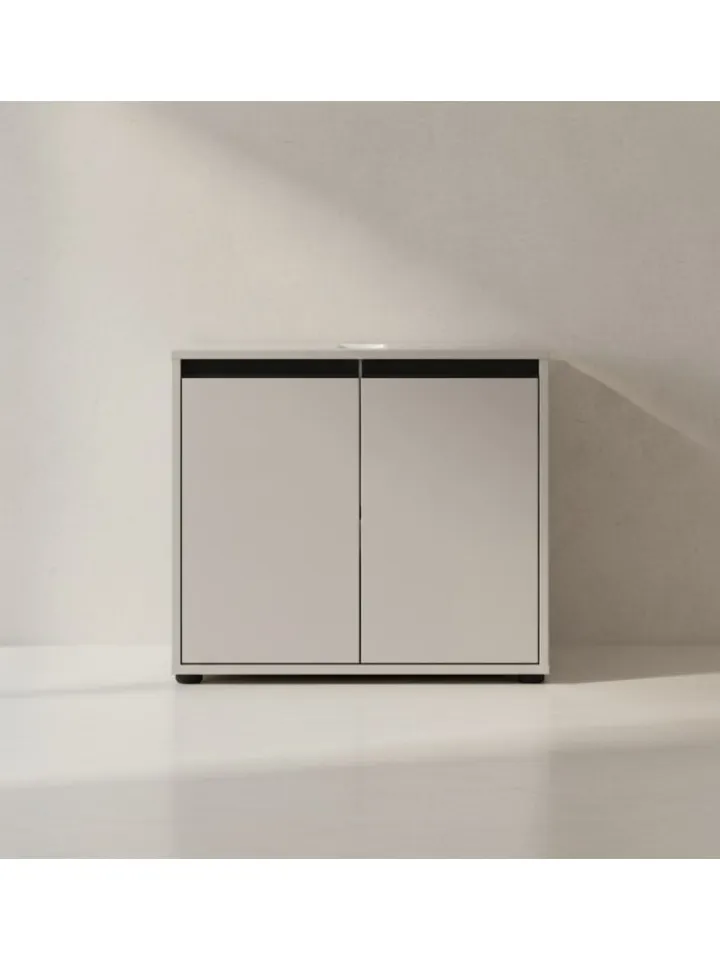 KADIMA DESIGN Badezimmermöbel<Waschbeckenunterschrank Soft-Close, 2 Türen, Made in Germany in Steingrau